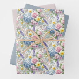 Pastel Waterverf Spring Blossoms Wrapping Paper