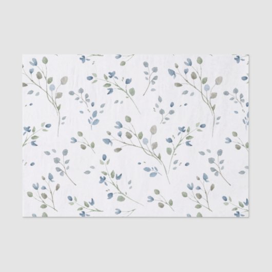 Pastel Waterverf stijl bladeren Tissuepapier (Voorkant)