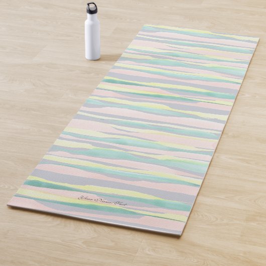 Pastel Waterverf Stripe Patroon Yoga Mat (In situ)