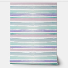 Pastel Waterverf Stripes Design Behang