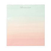 Pastel Waterverf Stripes Green Peach Personalized Notitieblok (Voorkant)