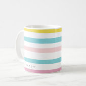 Pastel Waterverf Stripes Moderne persoonlijke boge Koffiemok (Voorkant links)