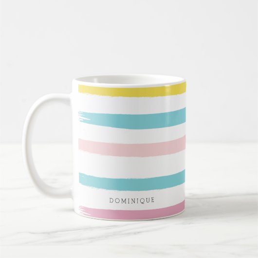 Pastel Waterverf Stripes Moderne persoonlijke boge Koffiemok (Links)