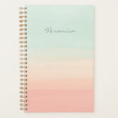 Pastel Waterverf Stripes Seafoam en Perziknaam Planner (Voorkant)
