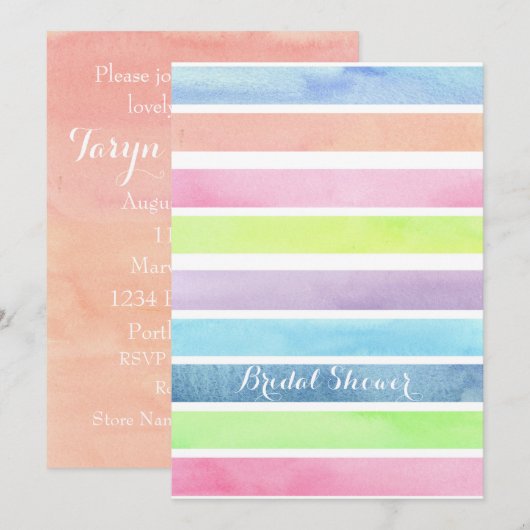 Pastel Waterverf Stripes Vrijgezellenfeest Custom Kaart (Voorkant / Achterkant)