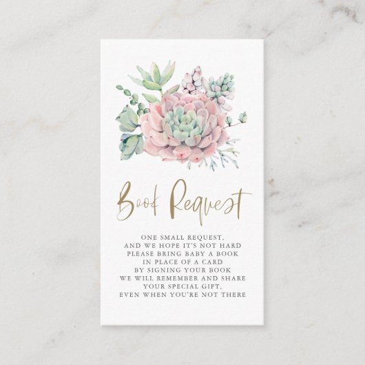 Pastel Waterverf Succulent Book Request Informatiekaartje (Voorkant)
