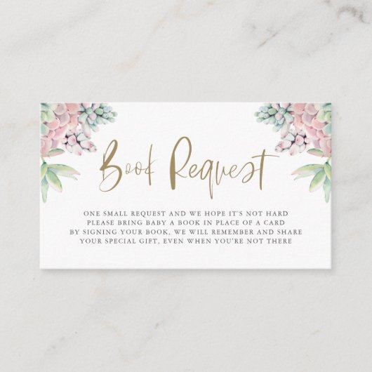 Pastel Waterverf Succulent Book Request Informatiekaartje (Voorkant)