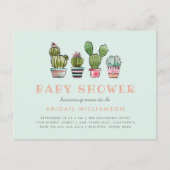 Pastel Waterverf Succulent Cactus Baby shower Uitnodiging Briefkaart (Voorkant)