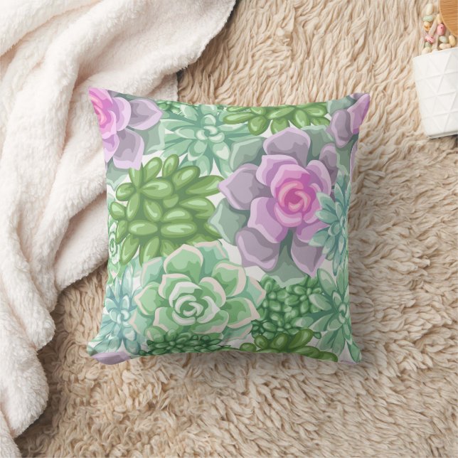 Pastel Waterverf Succulent Patroon Worp Kussen — (Deken)