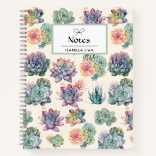 Pastel Waterverf Succulenten Patroon Boho custom Notitieboek