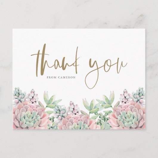 Pastel Waterverf Succulenten Verjaardag Bedankt Briefkaart (Voorkant)