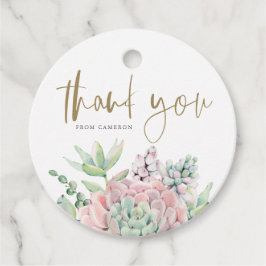 Pastel Waterverf Succulenten Verjaardag Dank u Bedankjes Labels