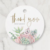 Pastel Waterverf Succulenten Verjaardag Dank u Bedankjes Labels (Voorkant)