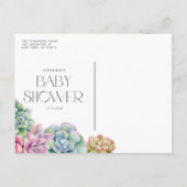 Pastel Waterverf Succulenten Zomer Baby shower Uitnodiging Briefkaart (Achterkant)
