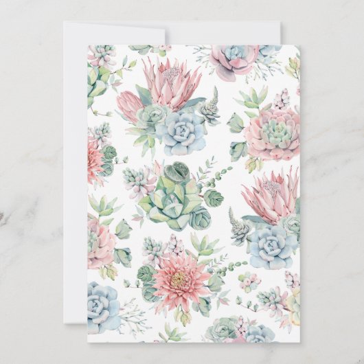 Pastel Waterverf Succulents Weddenschap Kaart (Achterkant)
