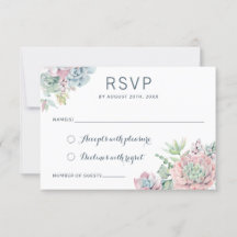 Pastel Waterverf Succulents Weddenschap RSVP Repla