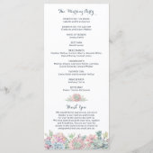 Pastel Waterverf Succulents Wedding Programme Programmakaart (Achterkant)