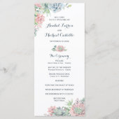 Pastel Waterverf Succulents Wedding Programme Programmakaart (Voorkant)