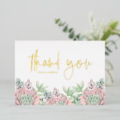 Pastel Waterverf Succulturen Hartelijk dank Folie Uitnodiging (Staand Voorkant)