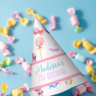 Pastel Waterverf Sweet Snoep Wonderland Verjaardag Feesthoedjes