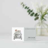 PASTEL WATERVERF TAXI HUREN CABINE CHAUFFEUR SERVI VISITEKAARTJE (Staand voorkant)