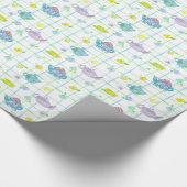 Pastel Waterverf Theepotten Bloemen Cadeaupapier (Hoek)