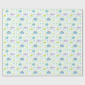 Pastel Waterverf Theepotten Bloemen Cadeaupapier (Vlak)