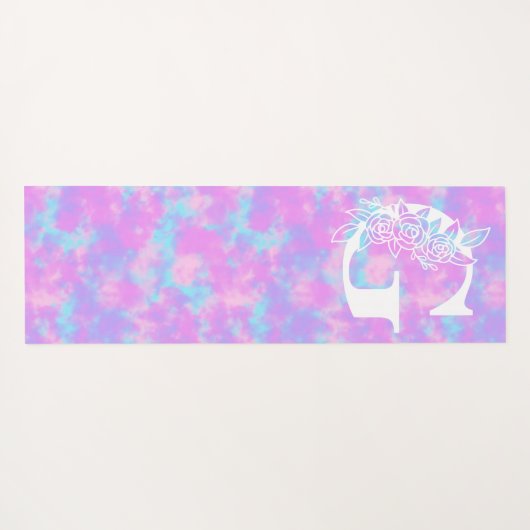 Pastel Waterverf Tie Dye Monogram Yogamat (Achterkant (horizontaal))