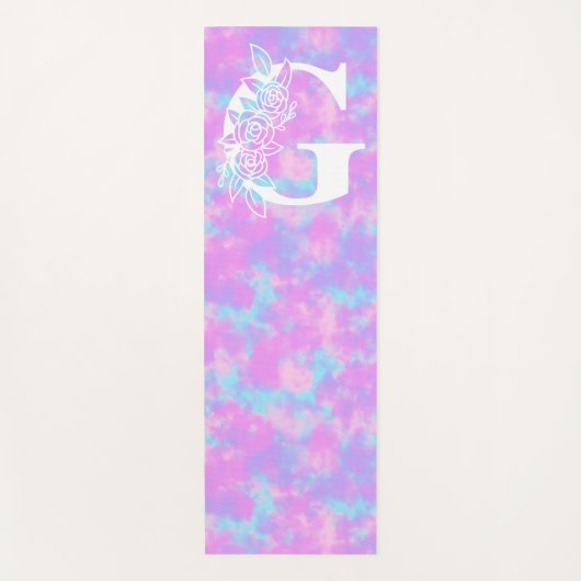 Pastel Waterverf Tie Dye Monogram Yogamat (Voorkant)