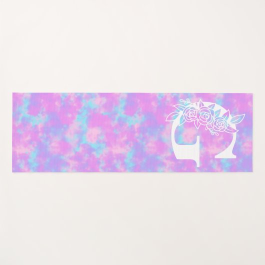 Pastel Waterverf Tie Dye Monogram Yogamat (Voorkant (horizontaal))