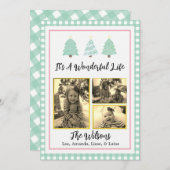 Pastel Waterverf Trees Green Pset Kerstmis Kaart (Voorkant / Achterkant)