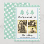 Pastel Waterverf Trees Green Pset Kerstmis Kaart (Voorkant / Achterkant)