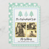 Pastel Waterverf Trees Green Pset Kerstmis Kaart (Voorkant / Achterkant)