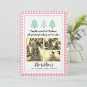 Pastel Waterverf Trees roze kerstKaart Aankondiging (Staand voorkant)