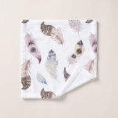 Pastel waterverf tribale veren patroon bad handdoek (Wasdoekje)