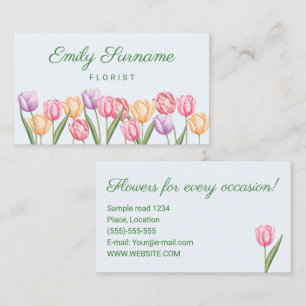 Pastel Waterverf Tulpen Bloemist Bloemenwinkel Visitekaartje