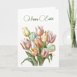 Pastel Waterverf Tulpen Pastel Happy Easter Kaart