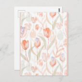 Pastel Waterverf Tulps Patroon Briefkaart (Voorkant / Achterkant)