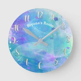 Pastel Waterverf Turquoise Zeemeerminstaart Persoo Ronde Klok