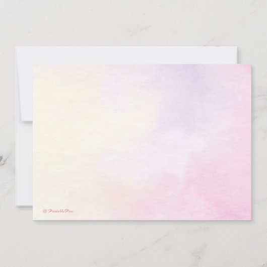 Pastel Waterverf Unicorn en ballonnen Bedankkaart (Achterkant)