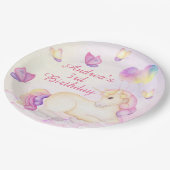Pastel Waterverf Unicorn en ballonnen Papieren Bordje (Gekanteld)