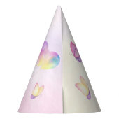 Pastel Waterverf Unicorn en Balloons Birthday Feesthoedjes (Achterkant)