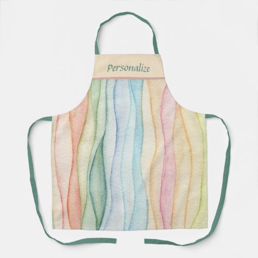 Pastel Waterverf Verf regenboogkleuren personalise Schort (Voorkant)