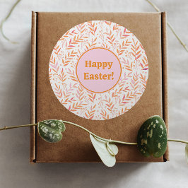 Pastel waterverf vertakt oranje en roze Pasen Ronde Sticker