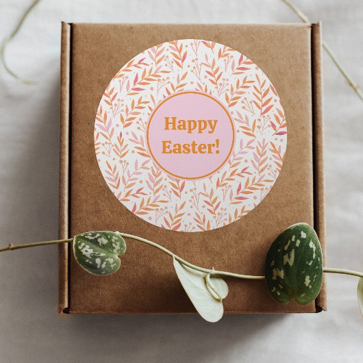 Pastel waterverf vertakt oranje en roze Pasen Ronde Sticker