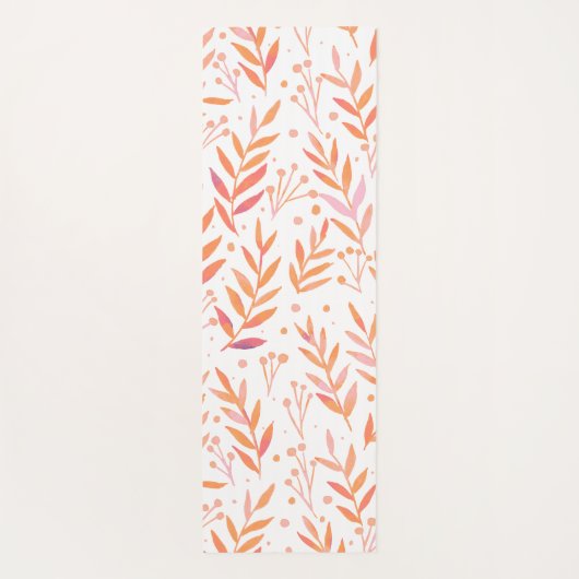 Pastel waterverf vertakt oranje personaliseerbaar yogamat (Achterkant)