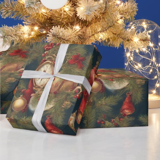 Pastel Waterverf Victoriaans kerstversieringen Cadeaupapier (Feestdagen)