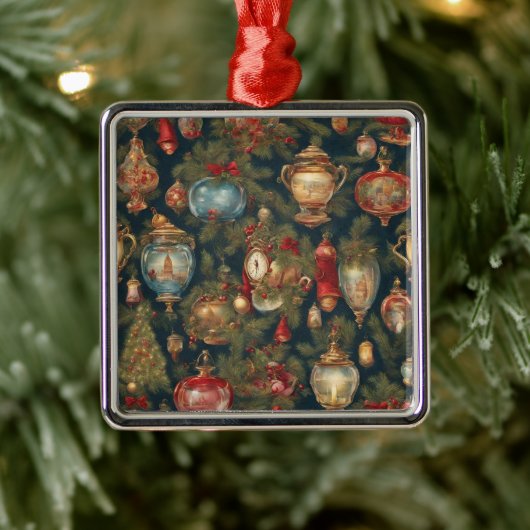 Pastel Waterverf Victoriaans kerstversieringen Metalen Ornament (Boom)