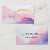 Pastel Waterverf Visitekaartje ontwerp (Voorkant / Achterkant)