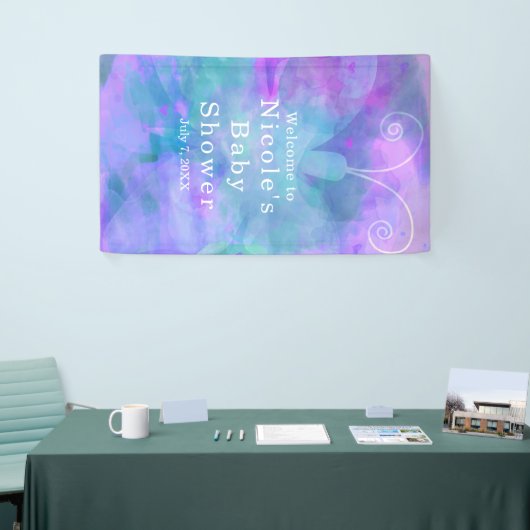 Pastel Waterverf vlinder gepersonaliseerde partij Spandoek (Beurs)